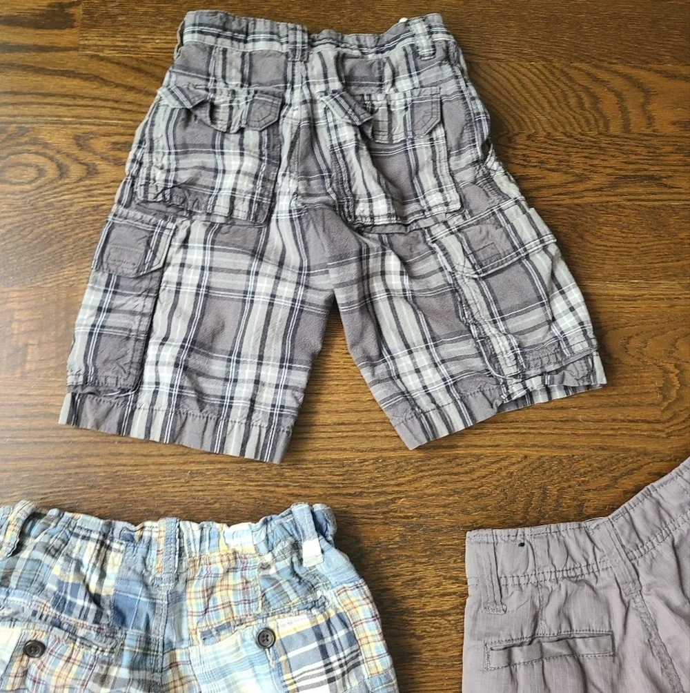Kids Plaid and Solid Shorts Set Of 3 Ol Navy,Hawks,Gap Size 8